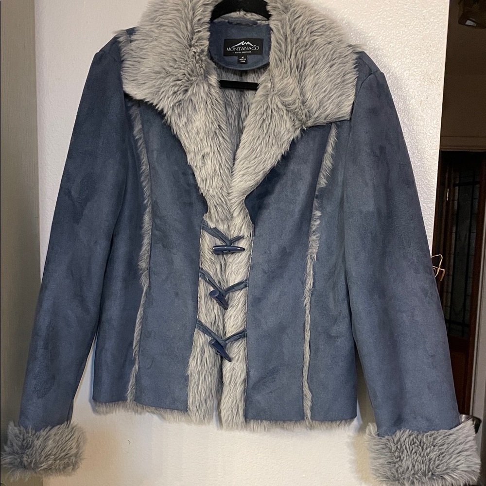 Women’s Montanaco Faux Suede with Grey faux fur lined jacket